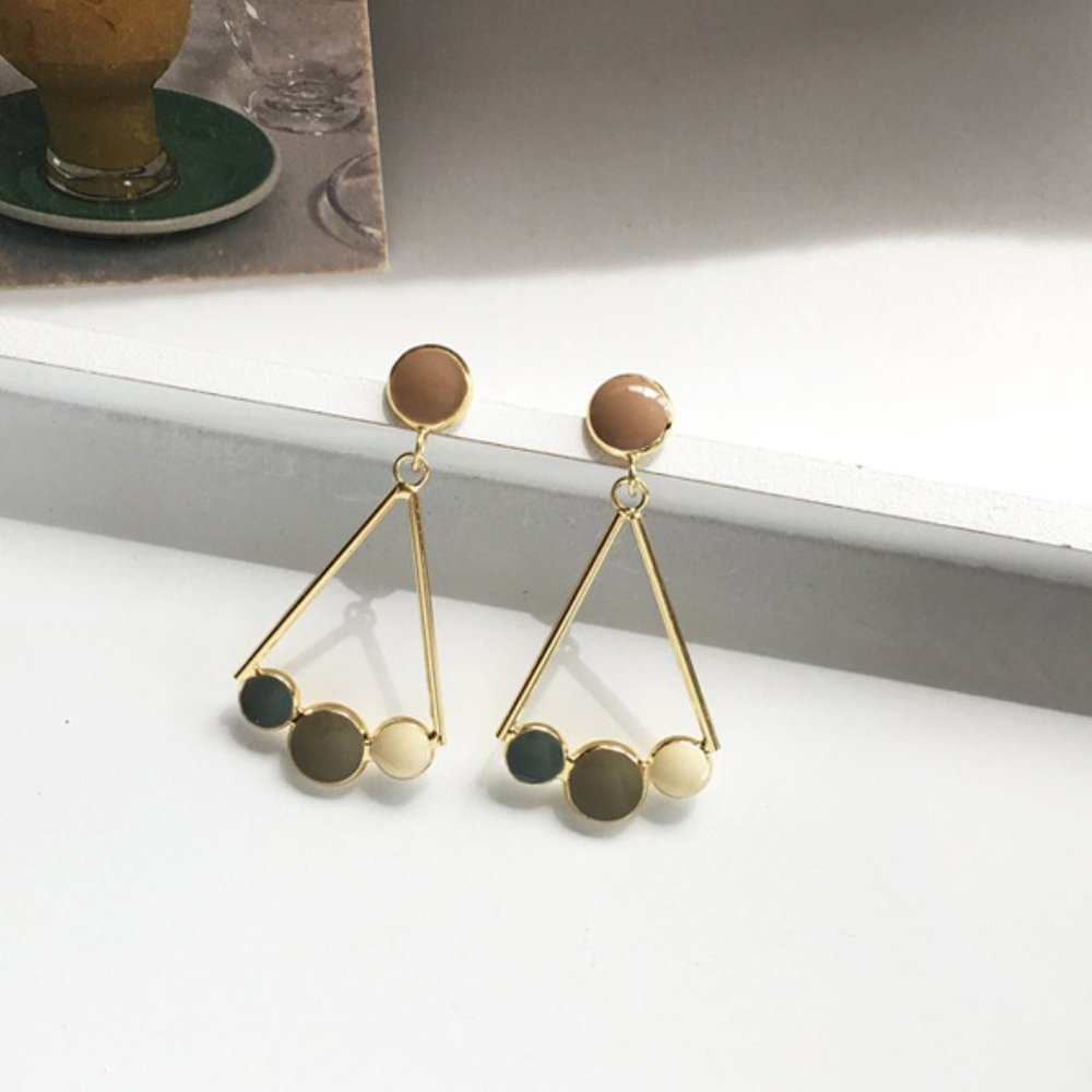Enamel Triangle Drop Earrings - Picture 3 of 5